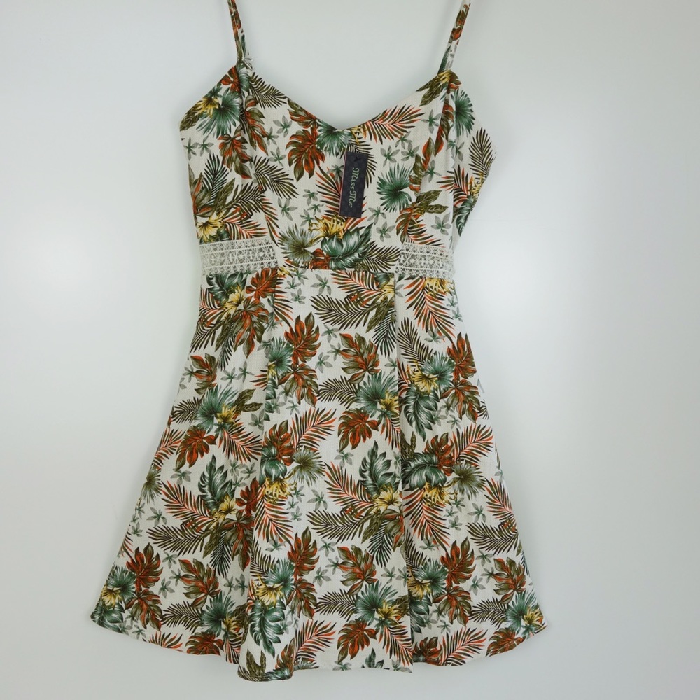Miss Me Tropical Green & Orange Dress Size Medium
